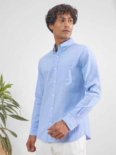 Image of Highlander Men Men's Relaxed Fit Casual Shirt | Cotton Linen | Relaxed fit | Full Sleeves|Premium Shirt for Man