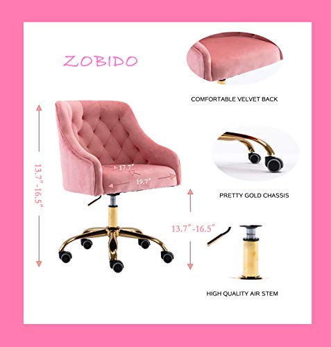 image for ZOBIDO Comfy Home Office Task Chair with Wheels, Cute Modern Upholster