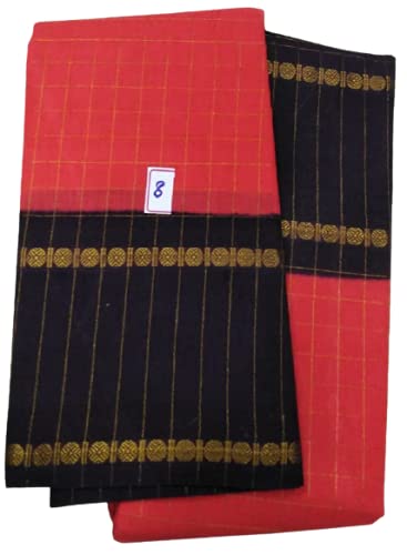 Maruthi OSP Sungudi Sarees with Rudraksha Border - Brick Red Body and Black Border 8 & 28