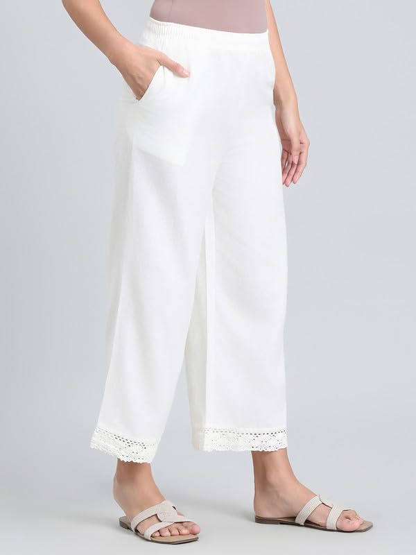 Image of GO COLORS Soft Linen Wide Pant Full Length for Women| Breathable, Mid Rise