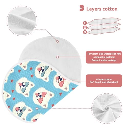 vvfelixl Baby Burp Cloths Samoyed Wear Heart Shaped Glasses Baby Newborn Cotton Burping Cloths Set Babys Washcloths 4 Pack3