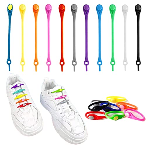 110 Pezzi Lacci Elastici in Silicone per Scarpe Senza Lacci, Lacci Pigri in Silicone, Lacci da Scarpe non Allacciabil, Senza Legare Lacci, Lacci Elastici Pigri（Contiene undici colori）