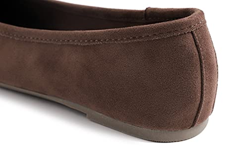 Feversole Women's Ultra Soft Colorful Memory Foam Cushioned Faux Suede Home Ballet Flats Light Brown Size 8.5 M Us #TOP4