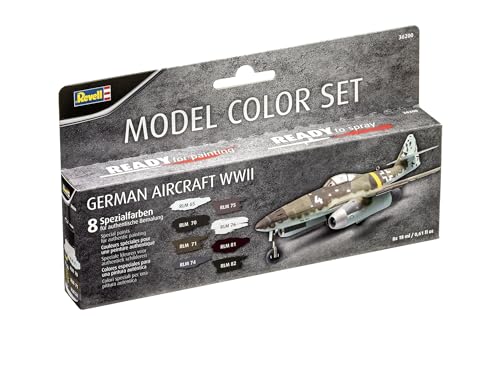 Revell Modellbau I Farbset Deutsche Flugzeuge WWII Farben Set I 8 Farben im Set für Flugzeuge zum bemalen I Authentischer Look für die Luftwaffe I Anwendung mit Airbrush und Pinsel möglich