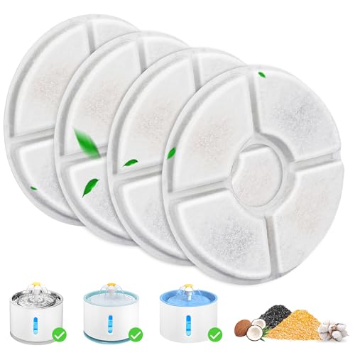 Cat Water Fountain Filter Replacement, 4 Pcs Cat Fountain Filters Dia is 5