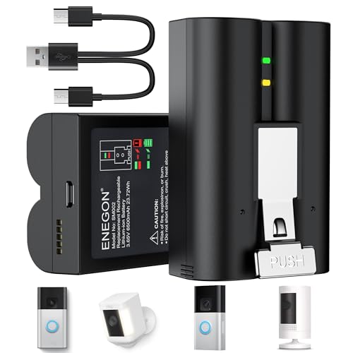 ENEGON 2-Pack Rechargeable Battery for Ring Video Doorbell 2/3/3+/4, V4 Quick Release Battery 6500mAh Compatible With Stick Up Cam(2/3rd Gen) and Spotlight Plus/Pro Cam