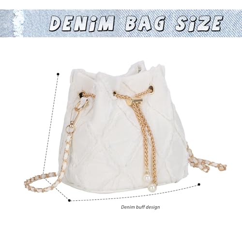 Image of GOKTOW Small Denim Bucket Bag for Women, Jean Purse Crossbody Bags Denim Tote Handbag