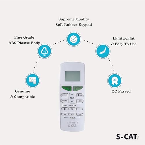 Image of S-CAT Compatible with Daikin AC Remote Original ARC484B12 Model 132D (No Backlight) Suitable for 1 1.5 2 Ton Split /Window AC (Match Old Remote Exactly, Contact Customer Care for Order)