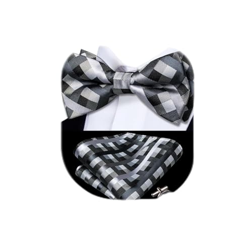 Image of Dubulle Mens Paisley Striped Bowtie Set Pre-tied Bowtie for Men and Pocket Square Set Wedding Business