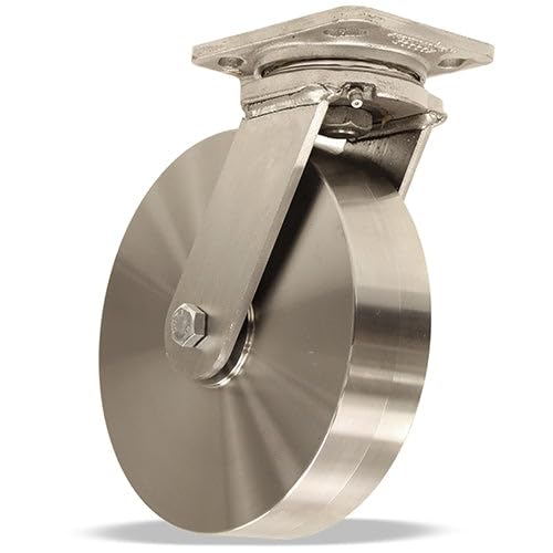 Hamilton S-WHS-8HSB Stainless Steel Workhorse Swivel Caster - 8" x 2" Wheel, High-Temp Rated up to 750° F with Shielded Precision Ball Bearings