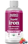 Organic Liquid Iron Supplement for Women & Men | Non Constipating Vegan Iron Supplements for Anemia, Healthy Blood, Prenatal & Postnatal | Sugar-Free Natural Berry Flavor, Ferrochel® & Vitamin C