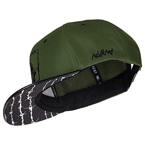 Nebelkind Snapback Cap Schwarz Grün Barbed Wire Stacheldraht Größenverstellbar Unisex One Size Cover