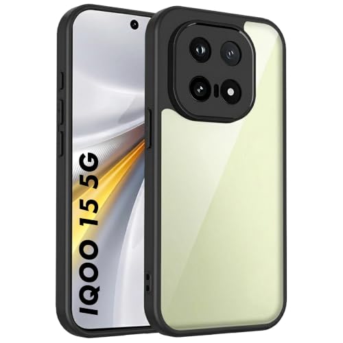 Image of VONZEE Clear Back Case Cover for IQOO 15 5G | Shockproof Design | Hard Back Cover Case for IQOO 15 5G (PC & TPU, Black)