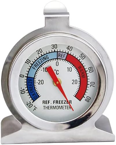 Miniatura 5 de Termómetro para refrigerador, termómetro de acero inoxidable para nevera con indicador rojo, termómetros de esfera grande para congeladores,