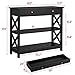 Yaheetech Console Sofa Table Classic X Design with Drawer and 3 Tier Storage Shelves - Entryway Hall Table Bookshelf Display Rack for Living Room Office Furniture