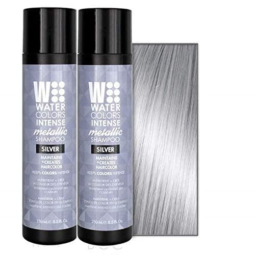 Watercolors Intense Metallic Color Depositing Sulfate Free Shampoo, Maintains & Enhances Hair Color (Intense Metallic Silver 8.5 Fl Oz) 2 Pack. #TOP3