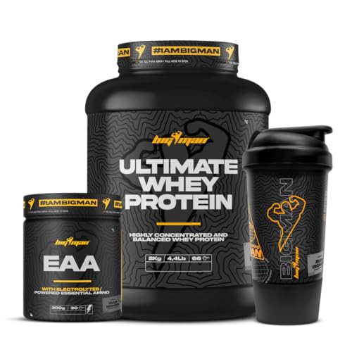 Pack BigMan Ultimate Whey Proteína 2Kg + Aminoacidos Essenciales Electrolitos + Shaker PRO 'REGALO' | Fuerza, Resistencia | Tonificación Muscular | Recuperación Deportiva | Isotonico (Dubai Chocolate)