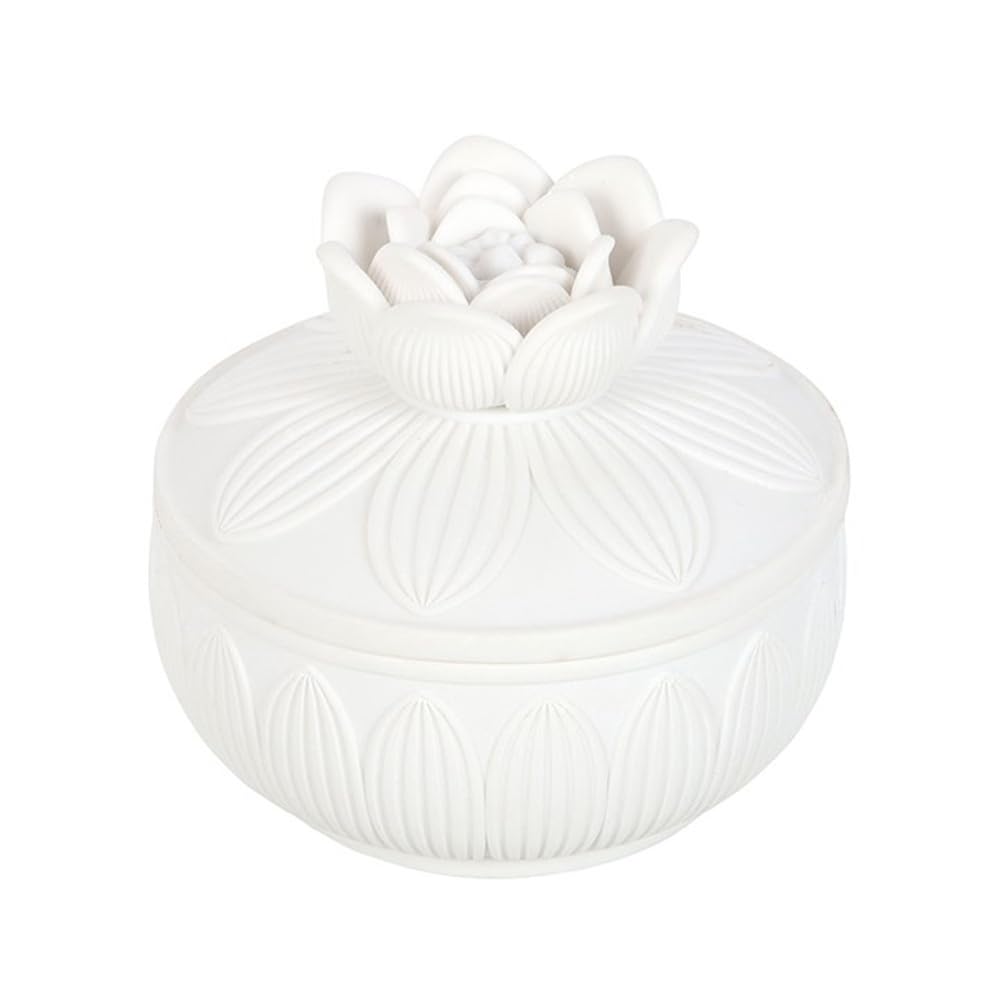 Something Different Wholesale White Lotus Flower Trinket Box | Decorative Jewelry Box | Gift Ready