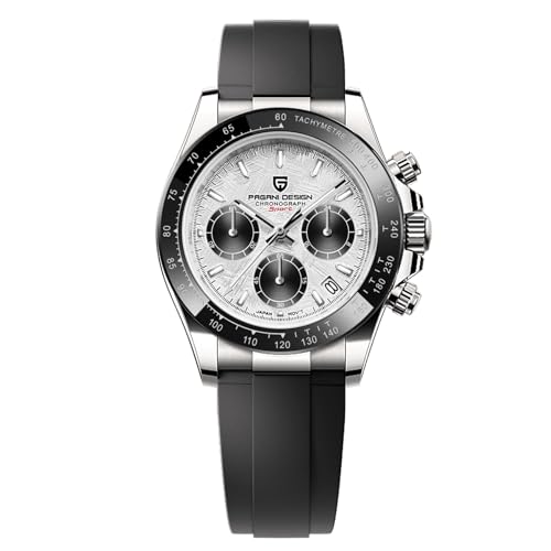Pagani Design - Reloj de Cuarzo para Hombre con cronógrafo de Cristal de Zafiro de Acero Inoxidable, Resistente al Agua, con Movimiento japonés, Reloj de Cuarzo para Hombr