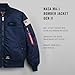 Alpha Industries NASA MA-1 Flight Jacket Gen II, Water-Resistant Bomber Jacket with Authentic Space-Themed Patches, Utility Sleeve Pocket, American Flag Patch, for Men and Women, Replica Blue - XL
