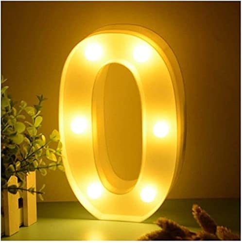 Image of Marquee Number 0 LED Light Lamp | Warm White Night Light | Battery-Operated Decorative Numeric Lamp for Home, Birthday, Wedding, Party & Anniversary Decor