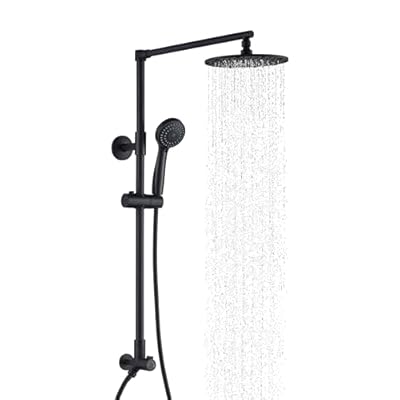 Fennocasa Polaris 3 Rain Shower System, 8” Rainfall Shower Head and Handheld Shower Combo, includes 3-Setting Handheld Spray, Height Adjustable Shower Wand Holder, 60” Hose (2.5 GPM Matte Black)