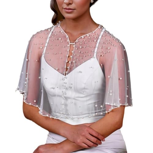 Beadwork Wedding Shawl Bridal Mesh Veil Shawl Shoulder Wrap Wedding Gown Accessories Shawl Bride Shawl for Engagement