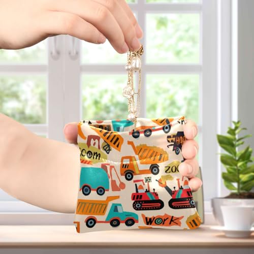 Construction Vehicles Coin Purse Leather Pouch Change Purse, Squeeze Coin Pouch for Cards, Keys & Lipsticks, Unisex4