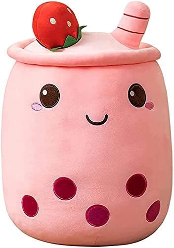 shownicer Plushies, Kawaii Boba Tea Plush Pillow 24cm, Soft Toy, Stuffed Toy, Brown Pearl Milk Tea Bubble Doll Cushion, Home Soft Hug Pillow, Cuddly Toy, Creative Gift for Kids Girls Boys