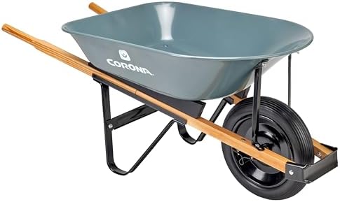 Corona 5 Cubic Foot Wheelbarrow in A Box Heavy Duty Garden Cart with 15 Inch Flat Free Tire for Outdoor Gardening, Yards, Planting