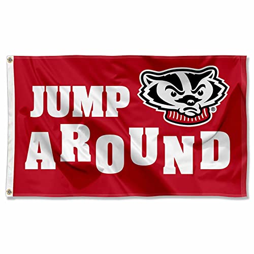Wisconsin Badgers Jump Around Flag