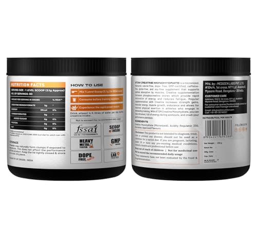 Image of AS-IT-IS ATOM Creatine Monohydrate 250g, Fruit Punch, Dope Free, Enhances Performance, Promotes Muscle gains
