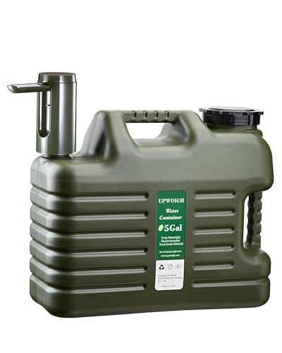 Portable 5 Gallon Water Jug with Automatic Touch Control Pump,Truly No Leakage Water Container with Spigot,Type-C Rechargeable Military Green Water Pump Gear for Outdoors Camping Hiking