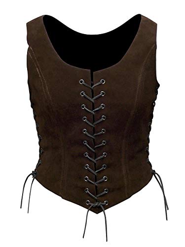 Andracor - Schlichtes Vollbrust Mieder - Figurbetontes Oberteil aus feinem Veloursleder mit Schnürung - für LARP, Mittelalter, Wikinger, Steampunk & Cosplay Cover