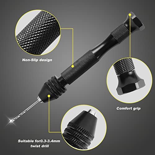 Craft Hand Drill Tool Set, Pin Vise with 10 Rotary Twist Drills Bits Sets for DIY Woodworking Model Resin Drill Jewelry Walnut Wood Crafts, Model Making, Winding, Home Decorating