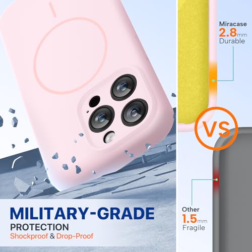 Image of Miracase Magnetic for iPhone 15 Pro Case, [Soft Anti-Scratch Microfiber Lining], Compatible with MagSafe, Liquid Silicone Shockproof Drop Protection Phone Case for 15 Pro, Sand Pink