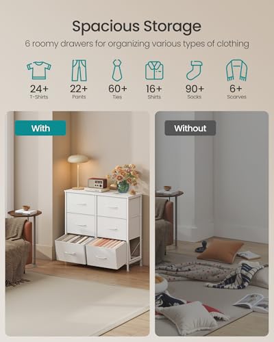 image for SONGMICS Dresser for Bedroom, Chest of Drawers, TV Stand, Steel, MDF, 