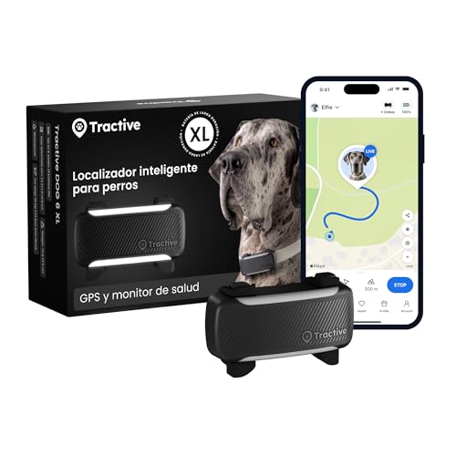 Tractive Rastreador GPS inteligente XL para perros | Modelo 2026 | Localización GPS en directo | Alarma de fuga y alertas de salud | Monitorización de los signos vitales | Batería de larga duración |