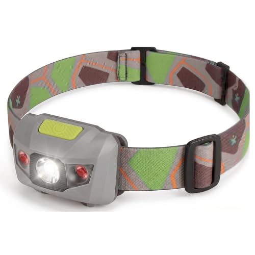 HABA Terra Kids Stirnlampe für Kinder Leistungsstarke LED Kinderlampe (Weiß & Rot) für Outdoor-Abenteuer Wandern & Nachtsicht Spritzwassergeschützt ab 6 Jahren