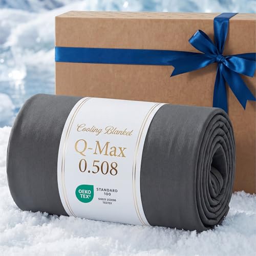 Bedsure Lightweight Cold Blanket for Summer, Bed Cooling Blanket Throw Size for Hot Sleepers, Ice Cool Essentials for Hot Nights, Breathable Thin Bedding for Teens, Adults, Dark Grey, 50' x 60'