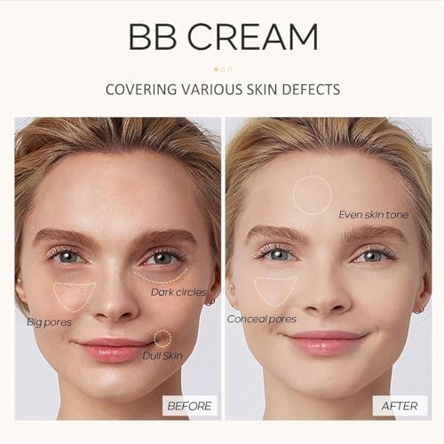 BB Cream Light,BB Cream Foundation,BB Cream Tinted,Tinted Moisturiser Face Women,BB Cream Medium Cover Blemishes,Color Correcting Cream,Tinted SPF 50 Face Moisturiser,SPF50+ Gold Snail Sunscreen,40g - Image 3