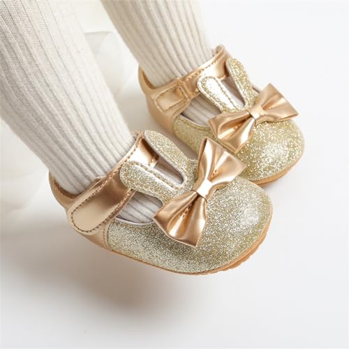myppgg Baby Girls Mary Jane Flats Sparkly Bowknot Princess Dress Crib Shoes Non-Slip for Toddler First Walkers3
