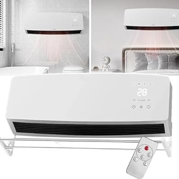 Ar condicionado de aquecimento/resfriamento, ar condicionado de parede dividida, controle remoto/toque, temporização 6H + 3 níveis de ajuste de temperatura, à prova d'água, com suporte para secar