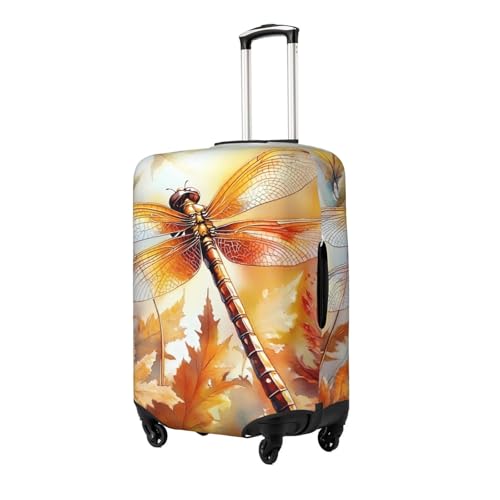 Orange Dragonfly Elastic Travel Luggage Cover, Washable Spandex Suitcase Protector, Anti-Scratch Fits 18-32 Inch2