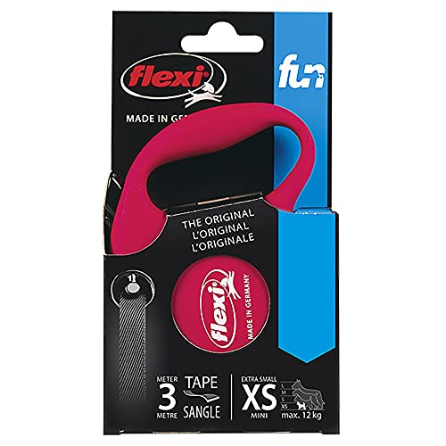 Guia Retratil FLEXI FUN Fita PP 3m - Vermelho, Mini