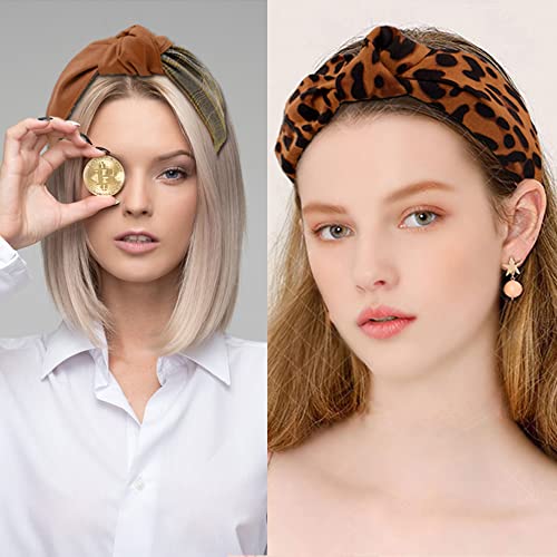 Begood Leopard Knotted Headbands For Women, Headbands For Women Pu Plaid Headband Wide Knot Headband For Women Fashion Hair Accessories Turban Top Twist Knot Hairbands #TOP2