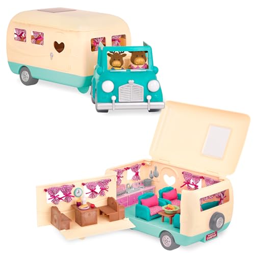 Li'L Woodzeez Juego de 40 Piezas de Coche y Autocaravana con Accesorios   Muebles, Maletas, Comida, vajilla y Mucho más   Juguetes para niños a Partir de 3 años