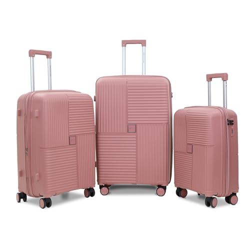 Image of AMERICAN TRAVELLER Explore Luggage Trolley Bags | Set of 3 | Polypropylene Durable Hard Shell | TSA Type Lock | 360 Disc Spinner Wheels | Expandable Suitcase | Telescopic Handle.