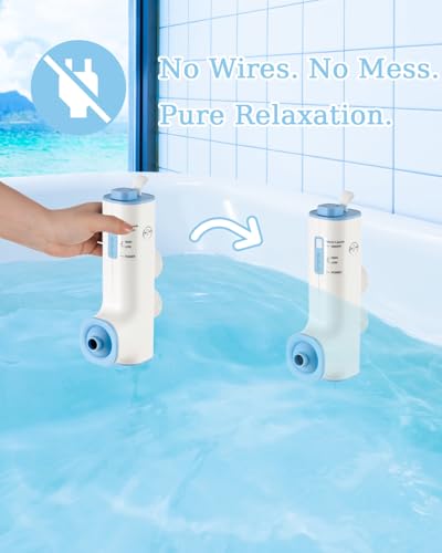 KokoSelene Rechargeable Bath Jets for Tub, Portable Jet Spa for Bathtub, Creates Soothing Bubbles and Massage for Relaxing Daily Use at Home (White-Blue) - Thumbnail 3