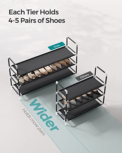 Image of SONGMICS 3-Tier Shoe Rack, Shoe Storage for Hallway Closet, Slim and Space-Saving, Metal Frame, Non-Woven Fabric Shelves, Black ULSH053B01